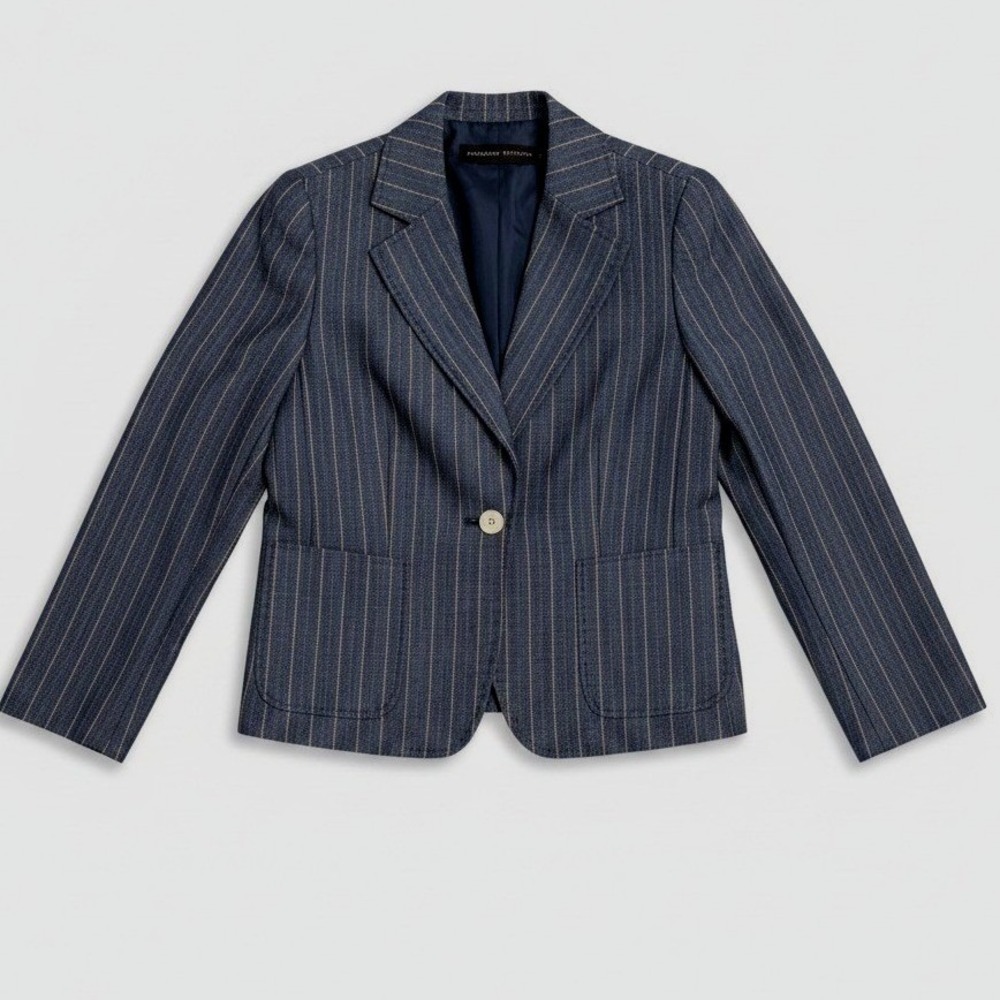 Adrienne Vittadini 100% Cotton Blue Pinstripe Blazer Size 6